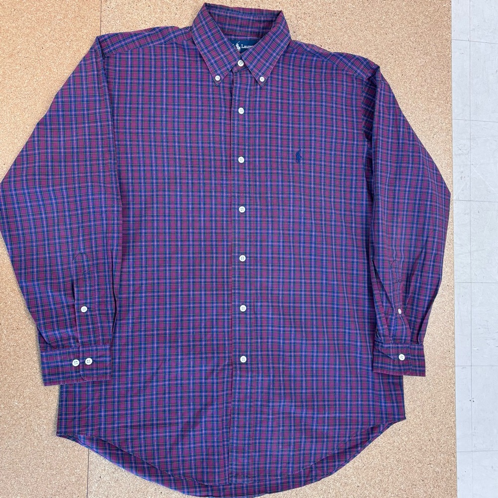 Ralph Lauren Men's Casual Yarmouth Plaid Shirt in Blue and Red